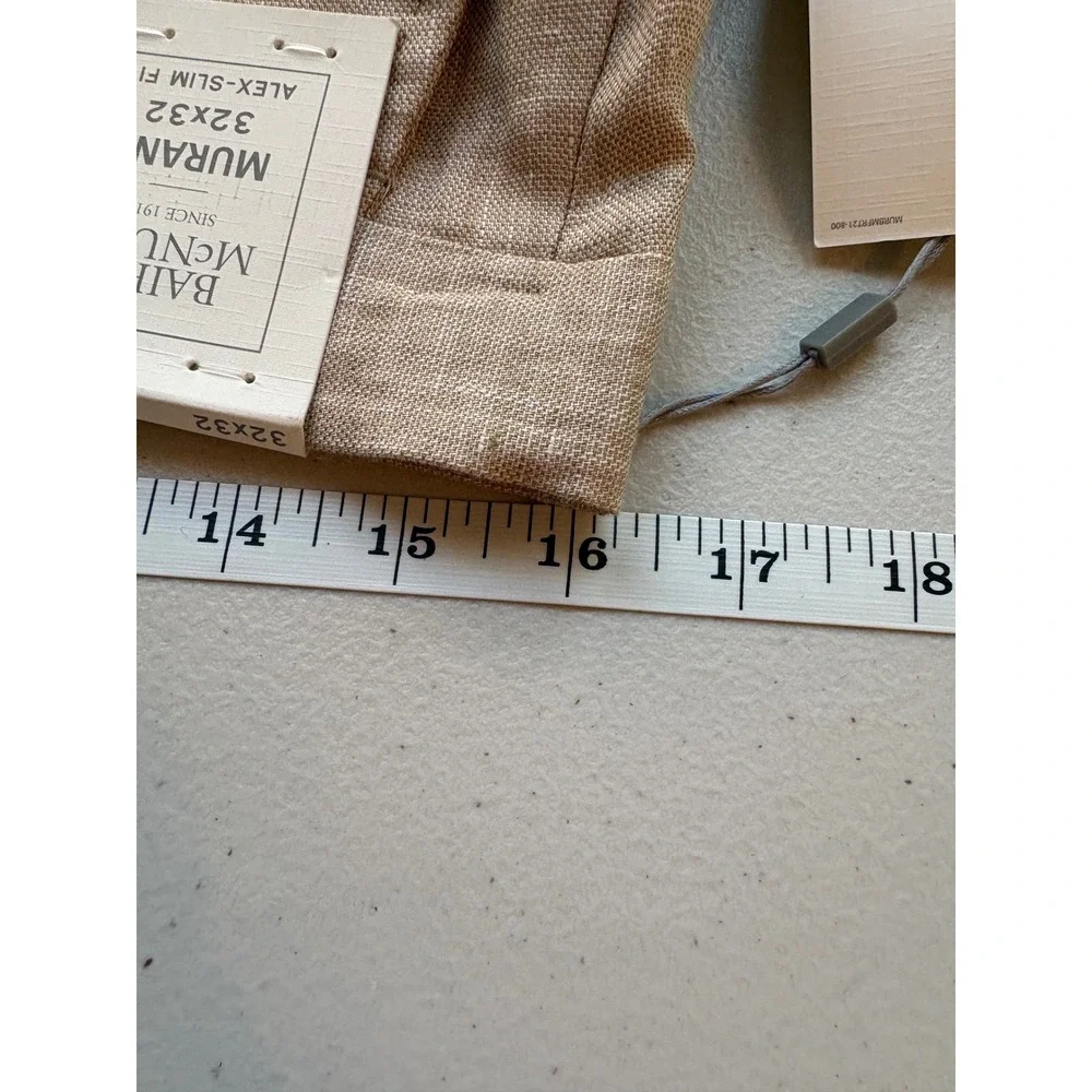 Murano Baird McNutt Linen Alex-Slim Fit Pants Khaki 32x32 S35PM700 Mens Trousers